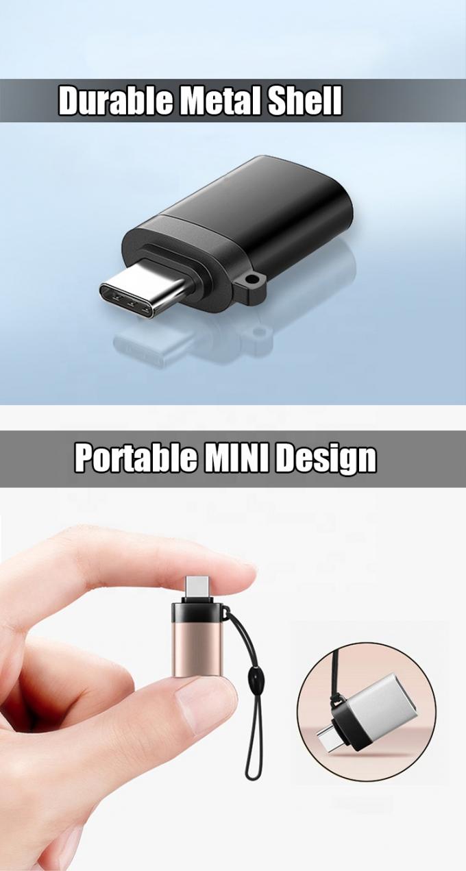 Portable Mini Lanyard Metal Shell OTG Type C 3.1 Male to USB 3.0 Female Adapter 2