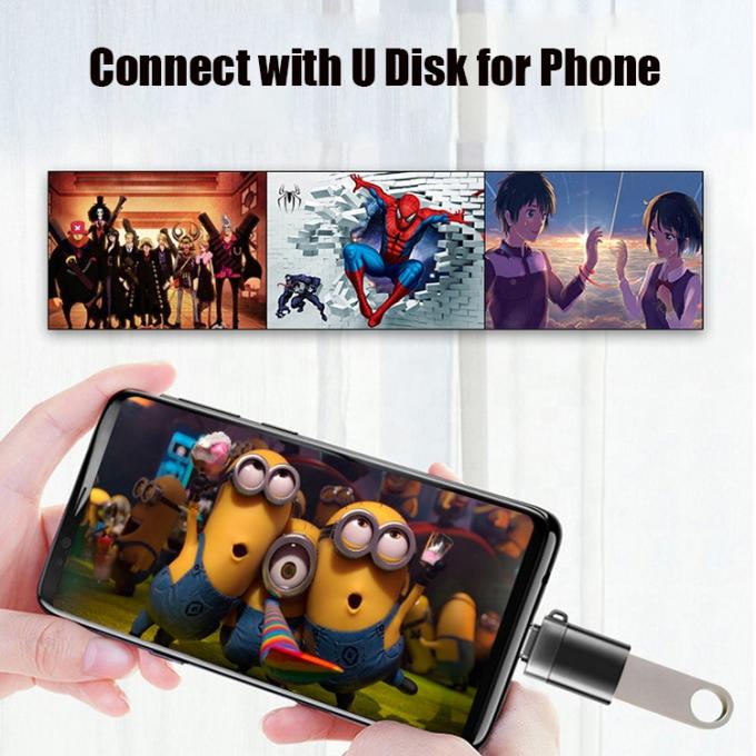 Portable Mini Lanyard Metal Shell OTG Type C 3.1 Male to USB 3.0 Female Adapter 4