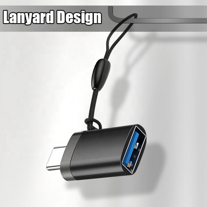 Portable Mini Lanyard Metal Shell OTG Type C 3.1 Male to USB 3.0 Female Adapter 1