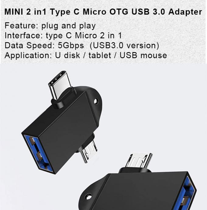 2 in 1 USB3.0 to Micro B Type C USB Converter OTG Adapter for Android Phone U Disk Mouse 0