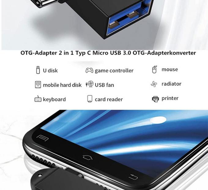 2 in 1 USB3.0 to Micro B Type C USB Converter OTG Adapter for Android Phone U Disk Mouse 2