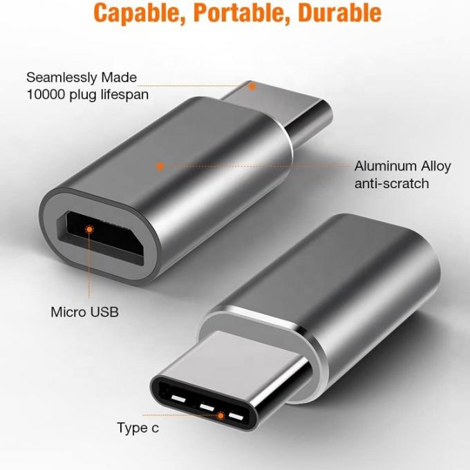 Plug and Play Metal Shell Micro USB Female to Type C Male OTG Converter Adapter 1