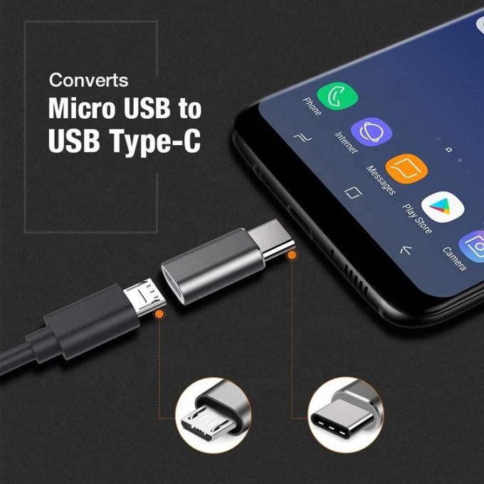 Plug and Play Metal Shell Micro USB Female to Type C Male OTG Converter Adapter 4