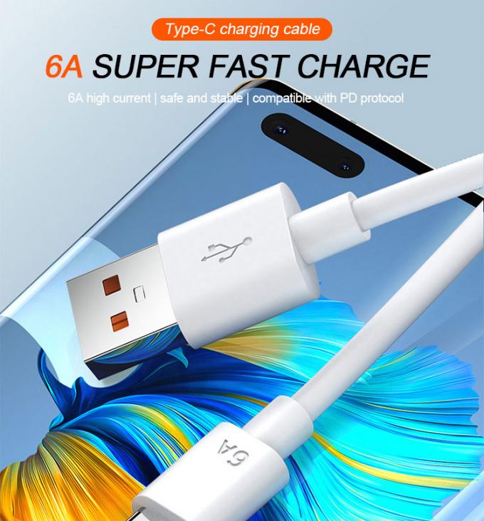 Super Fast Charging 6A Type C USB Data Charger Cable fo Mobile Phone 0