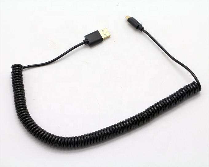 Custom 1M 2M 3M Fast Charging Spring  Coiled Spiral USB Type C Cable 4