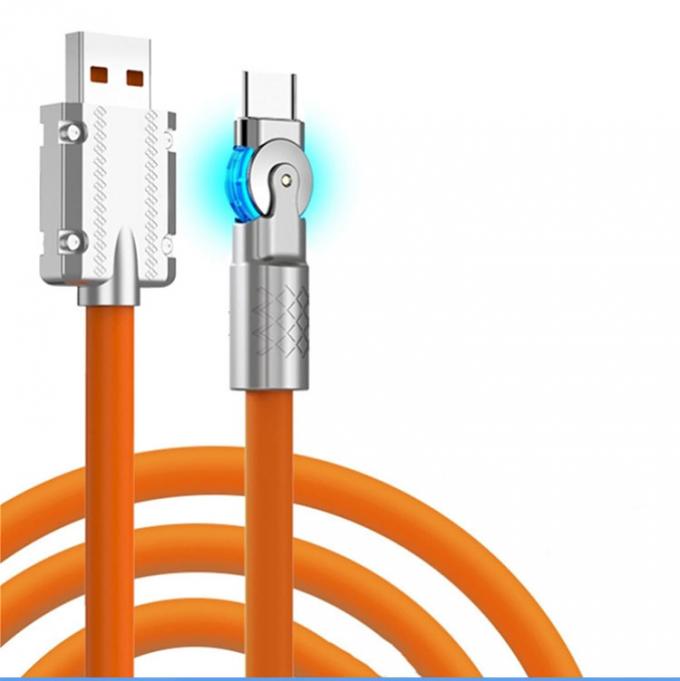 180 Degree Rotating Fast Charging 120w 6A Silicone USB Micro Type C Cable for Android Mobile Phone 0