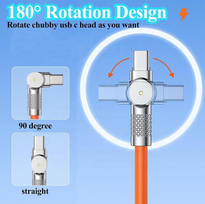 180 Degree Rotating Fast Charging 120w 6A Silicone USB Micro Type C Cable for Android Mobile Phone 1