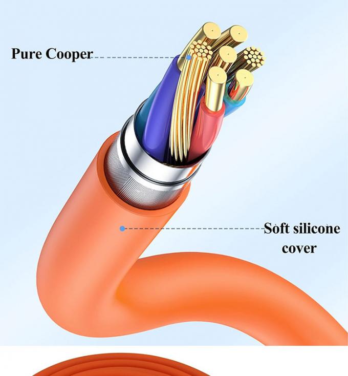 180 Degree Rotating Fast Charging 120w 6A Silicone USB Micro Type C Cable for Android Mobile Phone 4