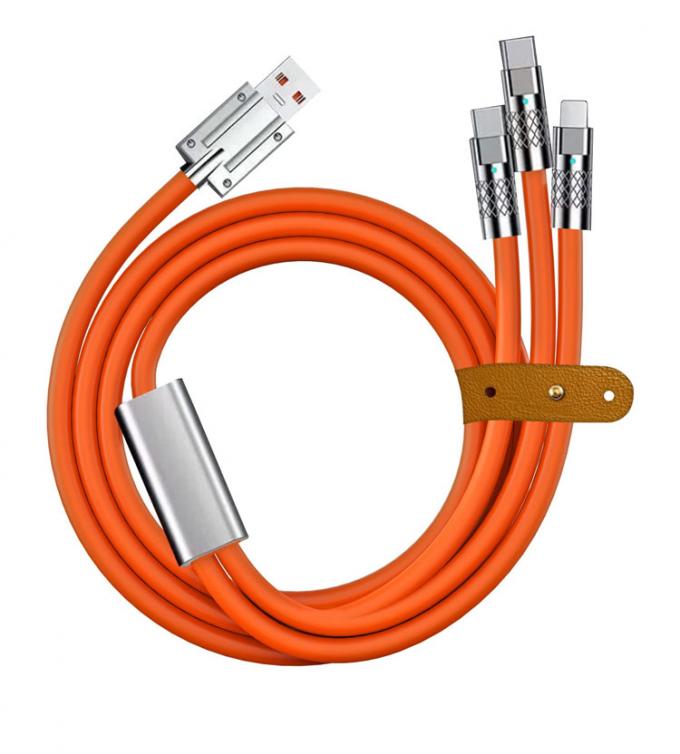 Super Fast Charging 120w 6A Liquid Silicone 3 in 1 Multi Connectors Micro Type C USB Data Charger Cable for Mobile Phone 6