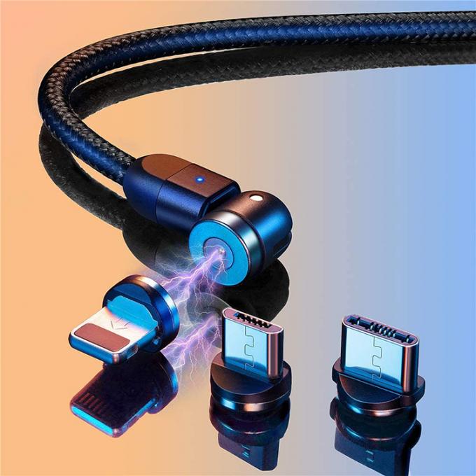 Fast Charger Phone Accessories 540 Degree Rotation 3 in 1 Micro Type C Magnetic USB Data Charging Cable 5
