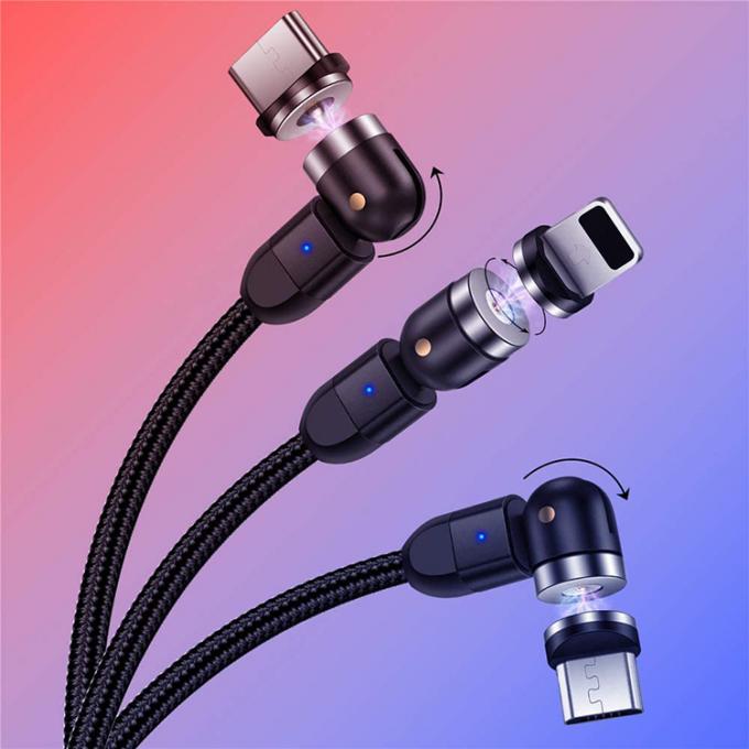 Fast Charger Phone Accessories 540 Degree Rotation 3 in 1 Micro Type C Magnetic USB Data Charging Cable 4