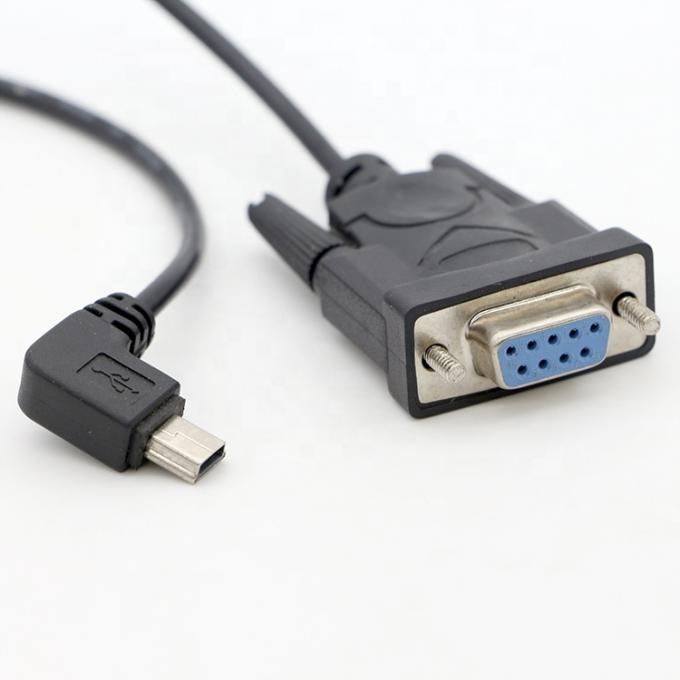 CUSTOM 90 Degree Right Angle Mini B USB to Female DB9 RS232 Serial Cable 1