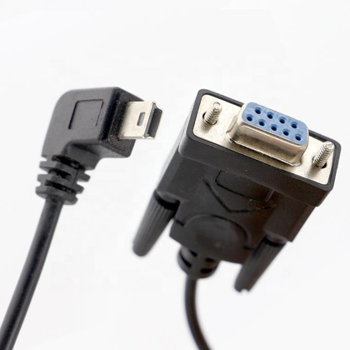 CUSTOM 90 Degree Right Angle Mini B USB to Female DB9 RS232 Serial Cable 4