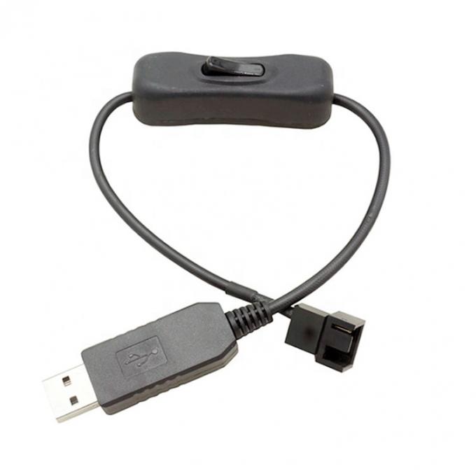 12V Step UP Boost USB to 3 Pin 4pin PWM PC Fan ON OFF Switch Power Adapter Cable 4