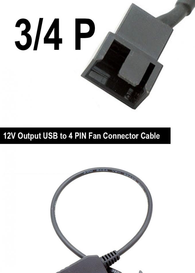 USB 5V  to 12V Voltage Step Up 3 Pin and 4 Pin PC Fan Power Adapter Cable 1