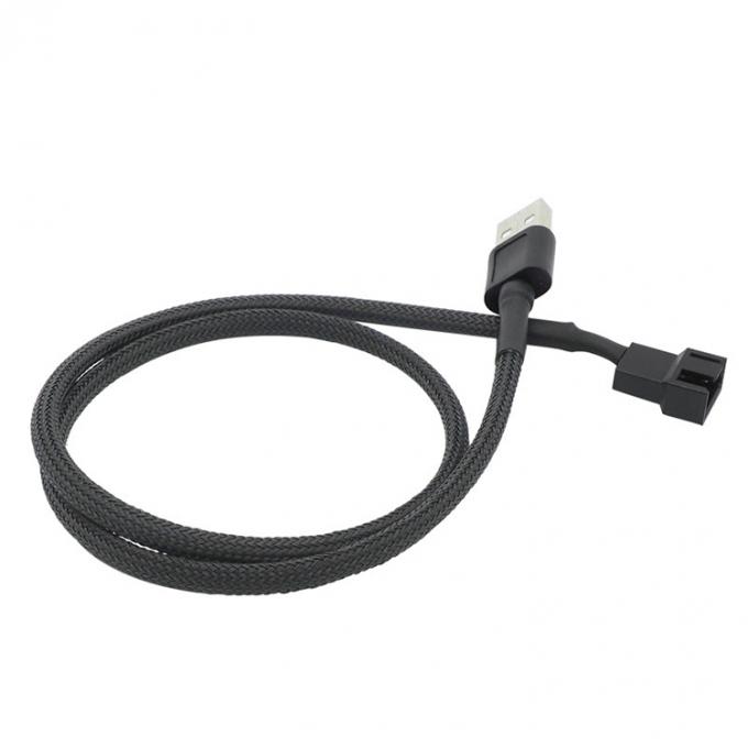 Braided USB to 3 Pin 4 Pin Molex Female PWM 5V Fan Power Supply Adapter Connector Cable for Computer Cooler 3