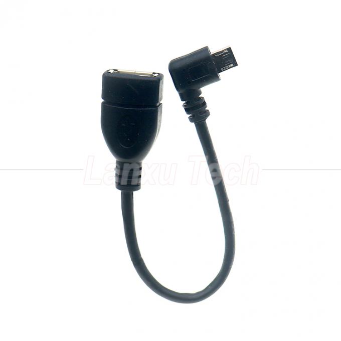 Portable Short 90 Degree Right Angle Micro V8 to USB Female Socket OTG Adapter Cable for Phone Laptop 0