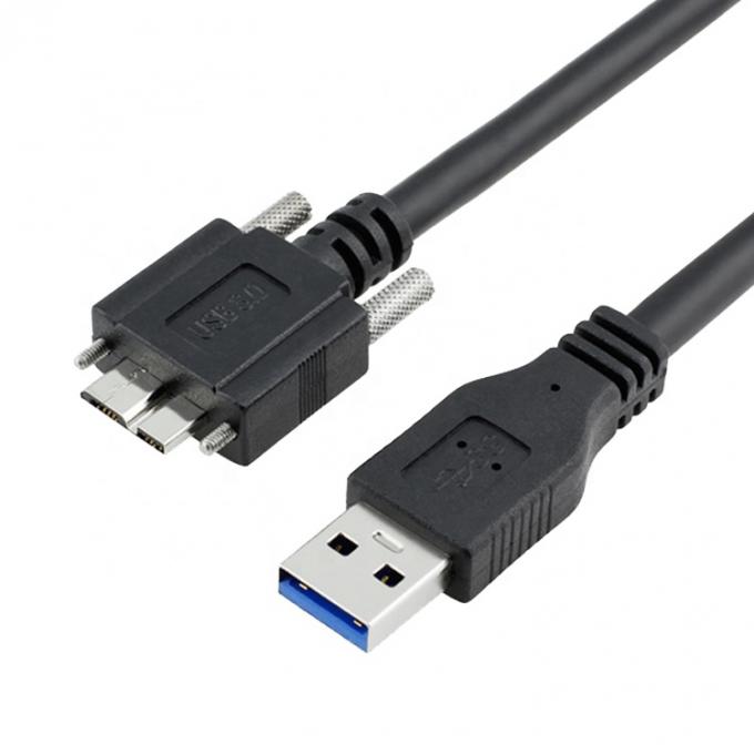 Super Speed Data 5Gbps Screw Locking Panel Mount Micro B 3.0 to USB 3.0 A Extension Cable 3