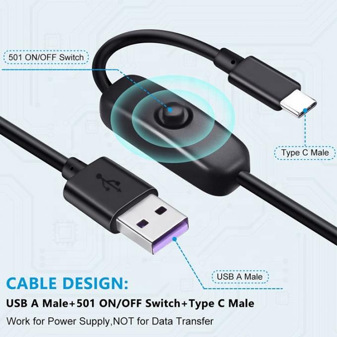 1m 5V 3A USB Type C Charger Power Cable with Switch ON OFF for Raspberry Pi 3