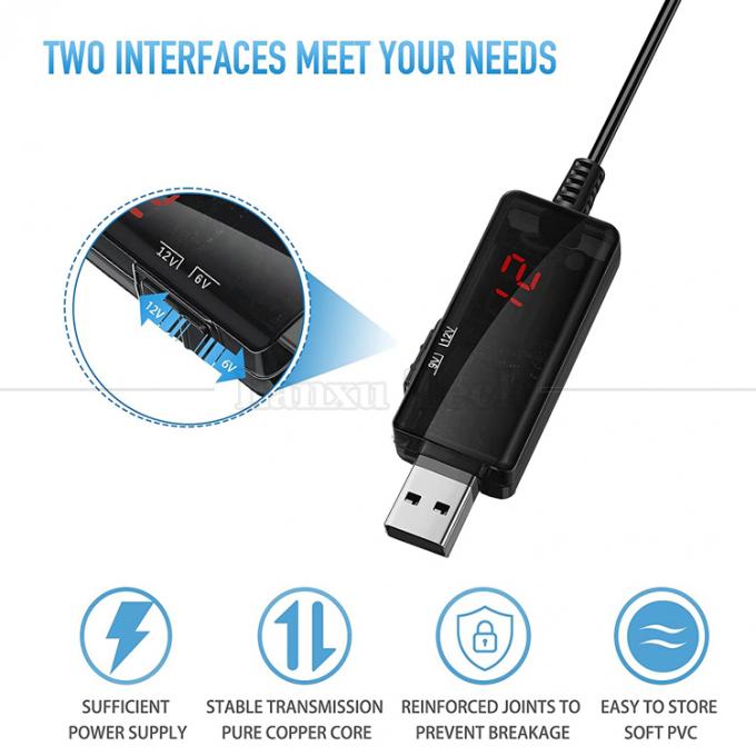 1m Drok 5V USB to Boost 9V 12V Step Up Multi Output DC Converter Cable for Router Modem 4