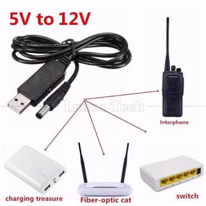 High Quality 1m Power Step Up Charger 5.5x2.1 mm DC 5V To 12V Wifi Router USB Power Cable 3