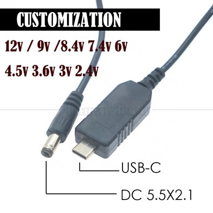 USB Type C to DC 5.5x2.1mm 8.4v 7.4v 6v 4.5v 3.6v 3v 2.4v 9v 12v Output Cable for Wifi Router Led Light Strip Circuit 2