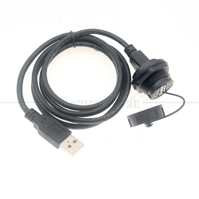 Waterproof Male to Female Panel Mount USB Type A Port Connector Extension Cable 1