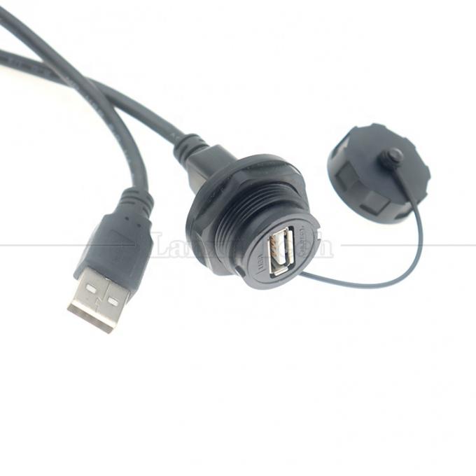 Waterproof Male to Female Panel Mount USB Type A Port Connector Extension Cable 2