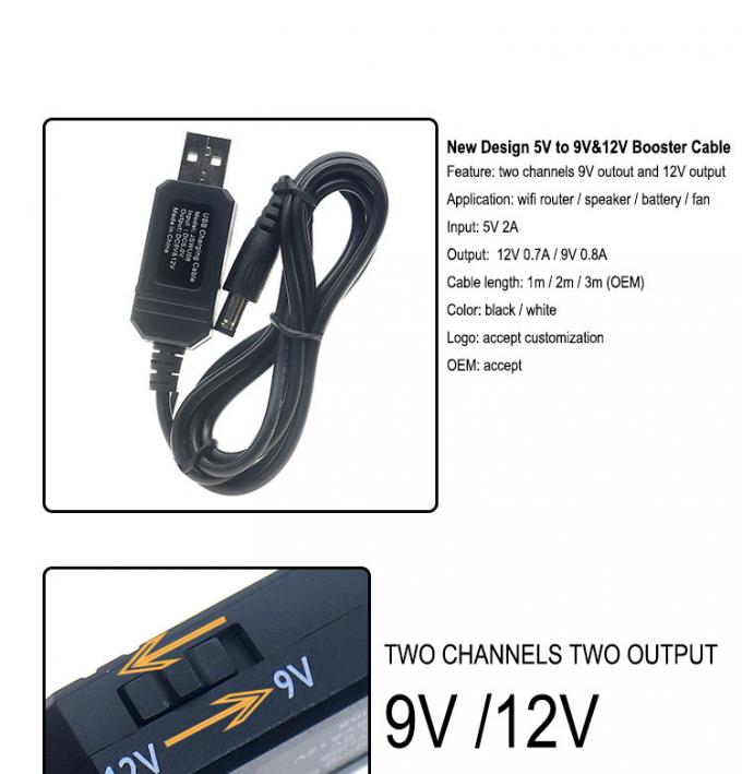 High Quality USB 5v to 9v 12v Step up DC Power Cord Booster Cable for Router 1