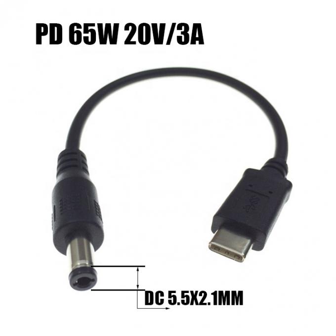 Quick Charge 20V 3A 65W USB Type C to 5.5mm X 2.1mm DC Power PD Charging Cable for Laptop 2