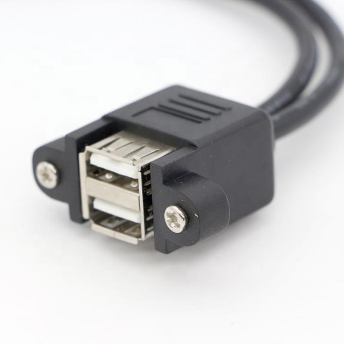 Screw Locking 0.5M 1M Male to Female Dual USB 2.0 Panel Mount Extension Cable 4