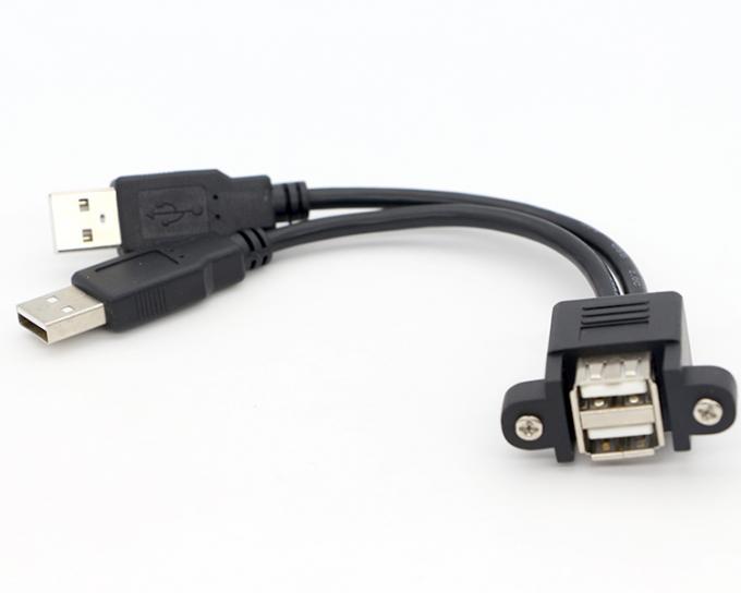 Screw Locking 0.5M 1M Male to Female Dual USB 2.0 Panel Mount Extension Cable 6