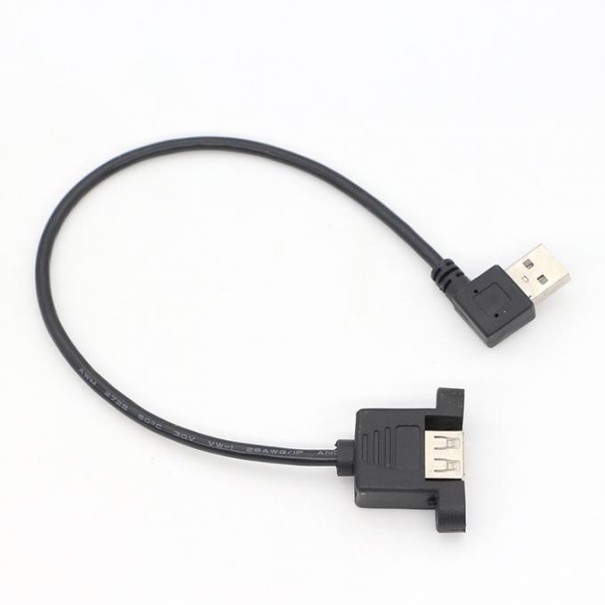 Screw Locking 90 Degree Right Angle Type A Male to Female Panel Mount USB Extension Cable 5