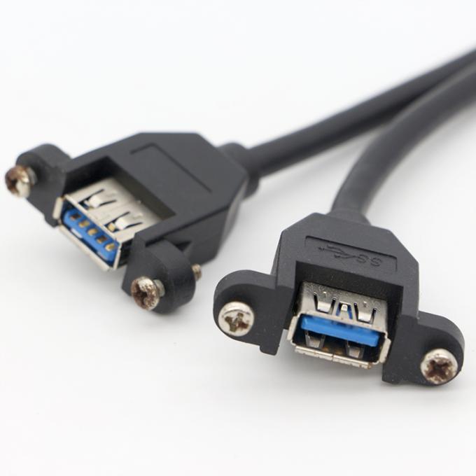 OEM Screw Locking Stud Dual USB 3.0 Type A Female Panel Mount Cable with Molex Connector 2