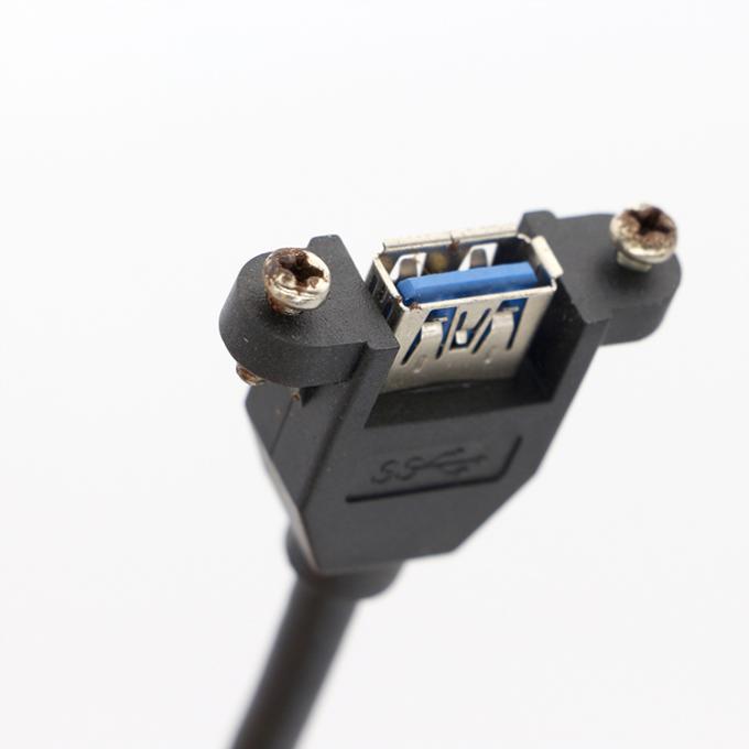 OEM Screw Locking Stud Dual USB 3.0 Type A Female Panel Mount Cable with Molex Connector 3