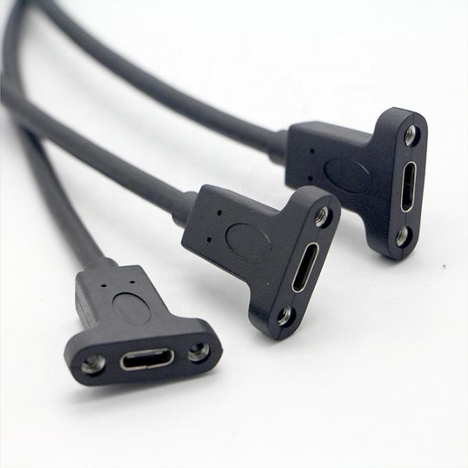 Custom Screw Locking Stud USB 3.0 A Male to USB Type C 3.1 Female Panel Mount Extension Cable 3