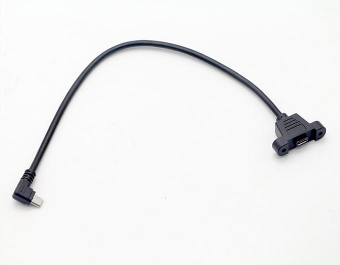 CUSTOM 0.3M 1M 90 Degree Up Down Left Right Angle Screw Micro Panel Mount USB Extension Cable 1