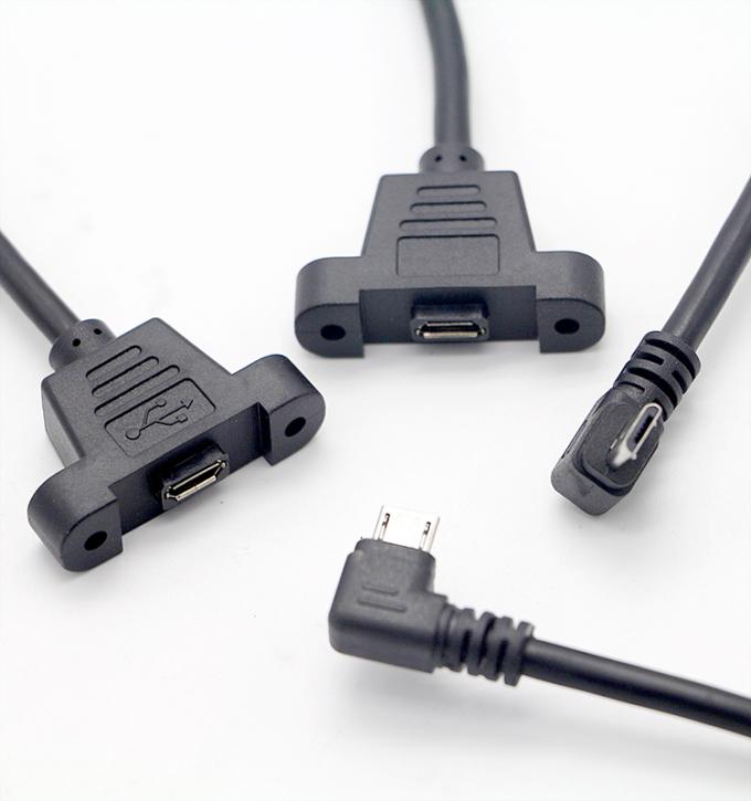 CUSTOM 0.3M 1M 90 Degree Up Down Left Right Angle Screw Micro Panel Mount USB Extension Cable 3