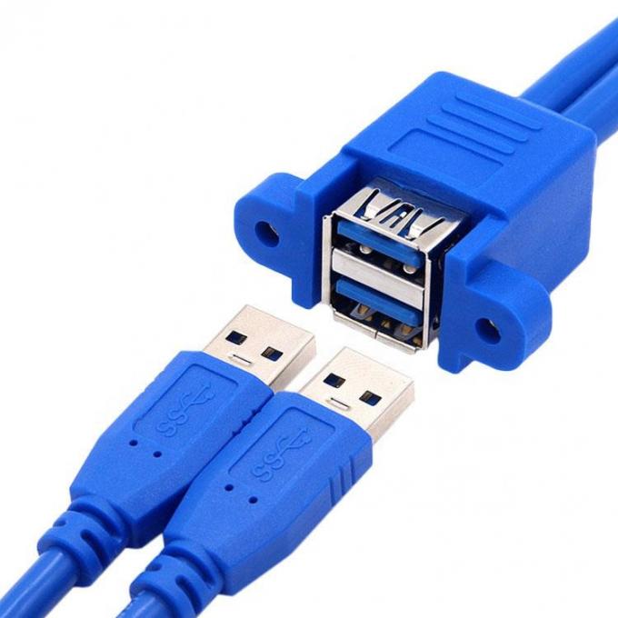 Dual Type A Male to Female Panel Mount USB 3.0 Extension Cable 1