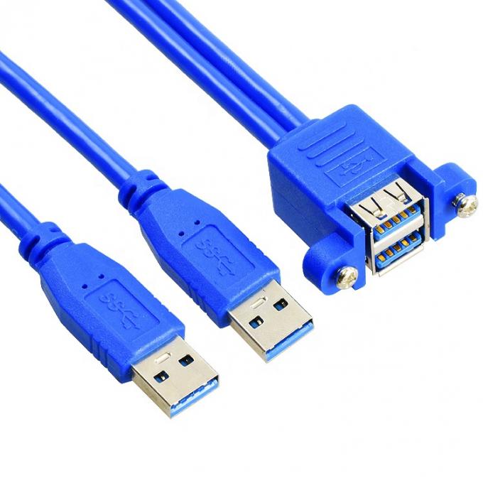 Dual Type A Male to Female Panel Mount USB 3.0 Extension Cable 2