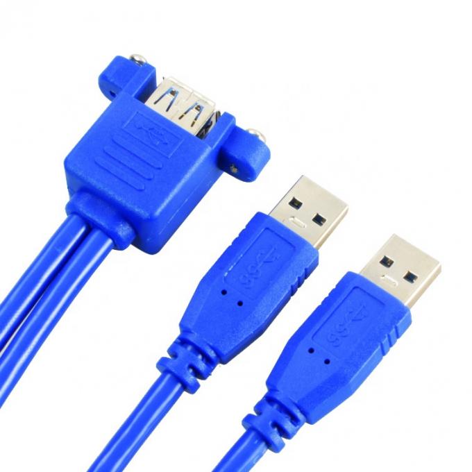 Dual Type A Male to Female Panel Mount USB 3.0 Extension Cable 4