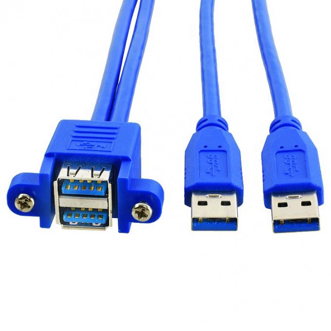 Dual Type A Male to Female Panel Mount USB 3.0 Extension Cable 3