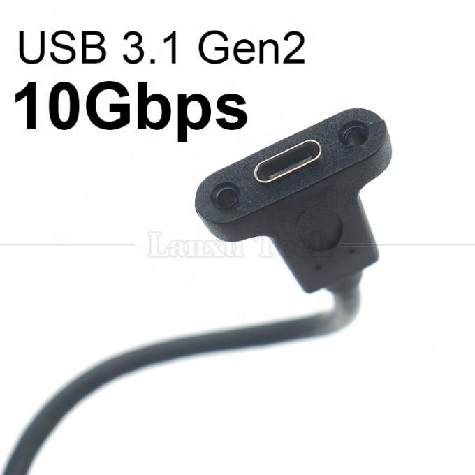 Customization USB3.1 Gen2 Screw Locking Stud USB Type C 3.1 Panel Mount Extension Cable 3