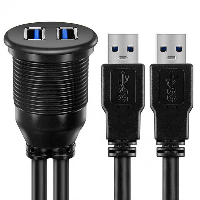 Waterproof Male to Female Aux Car Dashboard Panel Dual USB 3.0 Flush Mount Extension Cable for Motorcycle 2