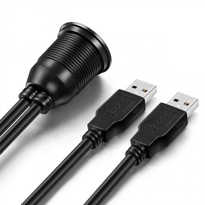 Waterproof Male to Female Aux Car Dashboard Panel Dual USB 3.0 Flush Mount Extension Cable for Motorcycle 3