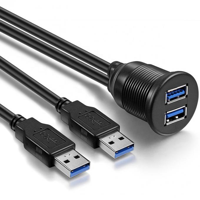 Waterproof Male to Female Aux Car Dashboard Panel Dual USB 3.0 Flush Mount Extension Cable for Motorcycle 4