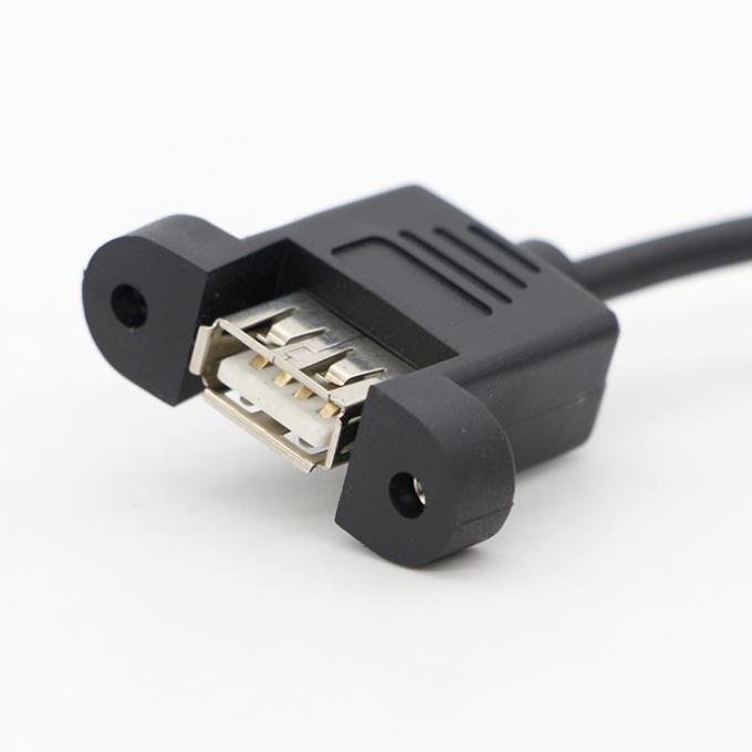 1ft 3ft 10ft Screw Locking Stud Male to Female Panel Mount USB 2.0 Type A Extension Cable 2