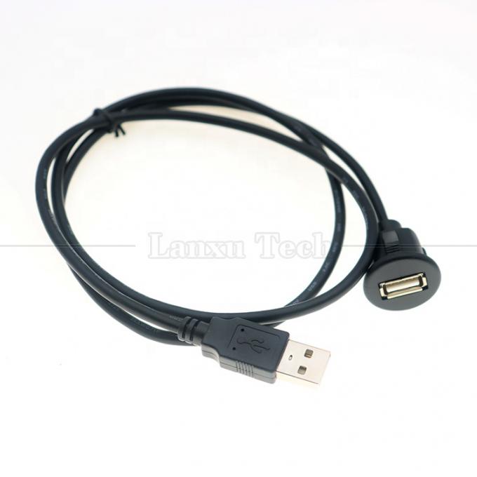 Car Audio Stereo Dashboard Male to Female Flush Panel Mount USB 2.0 Type A Extension Cable 2