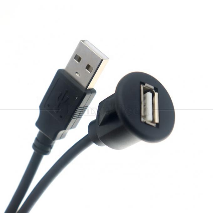 Car Audio Stereo Dashboard Male to Female Flush Panel Mount USB 2.0 Type A Extension Cable 3