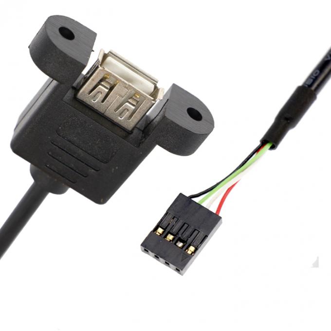 Custom Screw Lockiing Stud 1M 2M Female USB A Panel Mount to Dupont Connector Cable 1